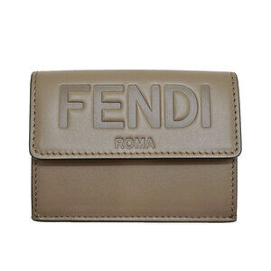 Fendi Compact Tri fold Wallet Greige